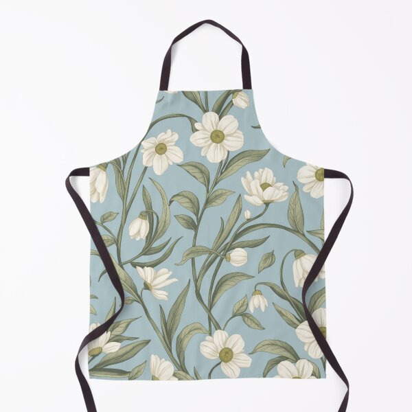 Item preview, Snowdrop Flower Pattern on Light Blue Background designed and sold by burbankdesigns.