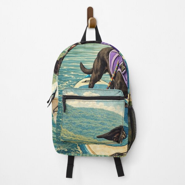 Item preview, Happy Paddleboarding Dog Vintage Lake Adventure designed and sold by Hues of Bliss.