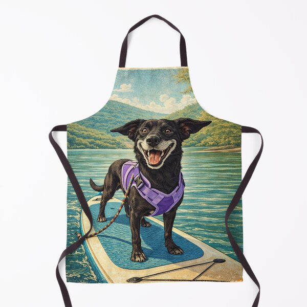Item preview, Happy Paddleboarding Dog Vintage Lake Adventure designed and sold by Hues of Bliss.