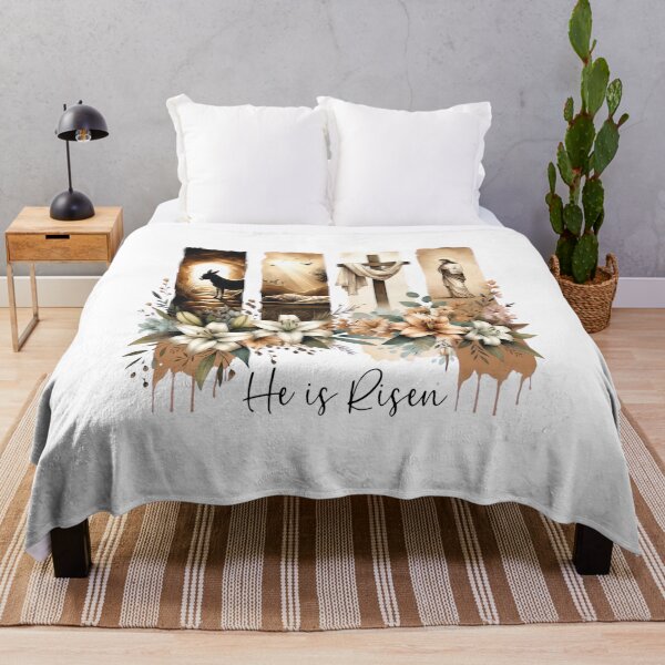 Item preview, He Is Risen Easter Christian Watercolor T-Shirt designed and sold by OlyvieArt.