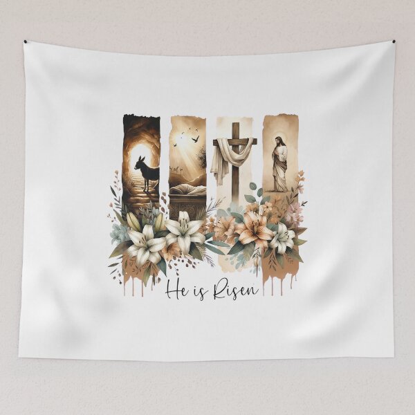 Item preview, He Is Risen Easter Christian Watercolor T-Shirt designed and sold by OlyvieArt.