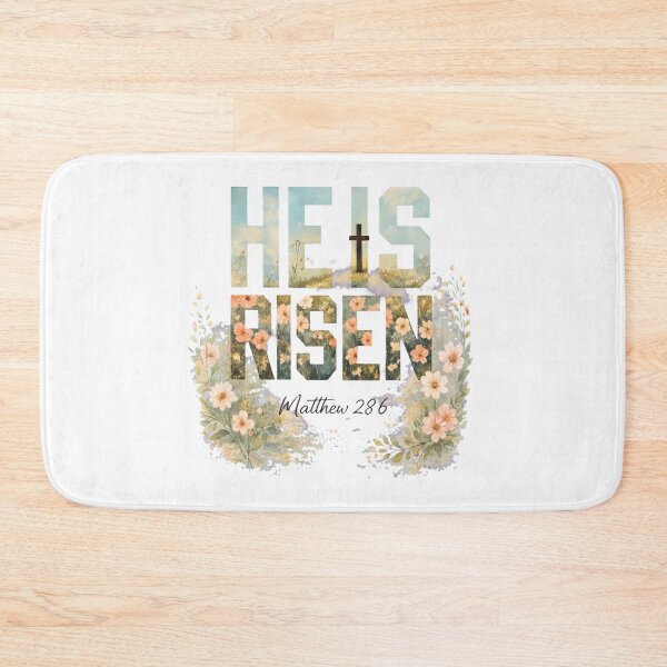 Item preview, He Is Risen Watercolor Cross Floral Easter designed and sold by OlyvieArt.