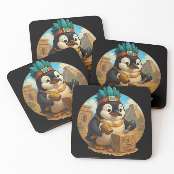 Item preview, Aztec Stone Carver Penguin designed and sold by Fort Galaxy.