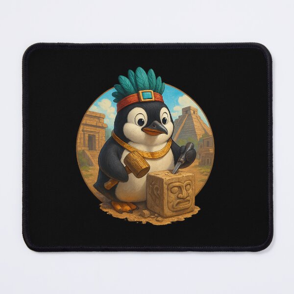 Item preview, Aztec Stone Carver Penguin designed and sold by Fort Galaxy.