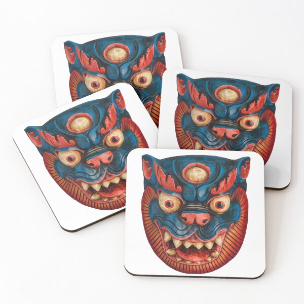 Item preview, Tibetan Guardian Mask Art – Vibrant Mythical Spirit Face Illustration designed and sold by COSAIRe.