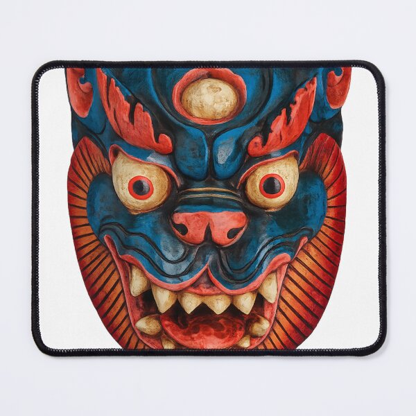 Item preview, Tibetan Guardian Mask Art – Vibrant Mythical Spirit Face Illustration designed and sold by COSAIRe.