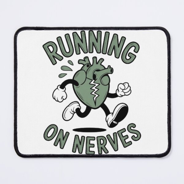 Item preview, Running on Nerves Vintage Heart Cartoon Anxiety Streetwear Design designed and sold by NewUSShop.