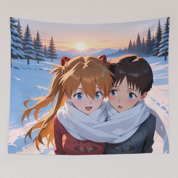 Item preview, Asuka Langley Soryu Neon Genesis Evangelion Snowfield Sunset Smile designed and sold by TanglenRabbit.