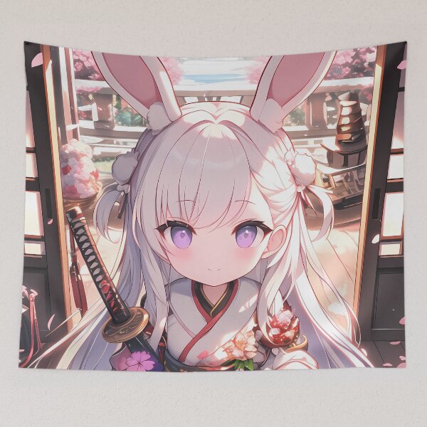 Item preview, Belfast Azur Lane Chibi Bunny Girl Kimono Cherry Blossoms designed and sold by TanglenRabbit.