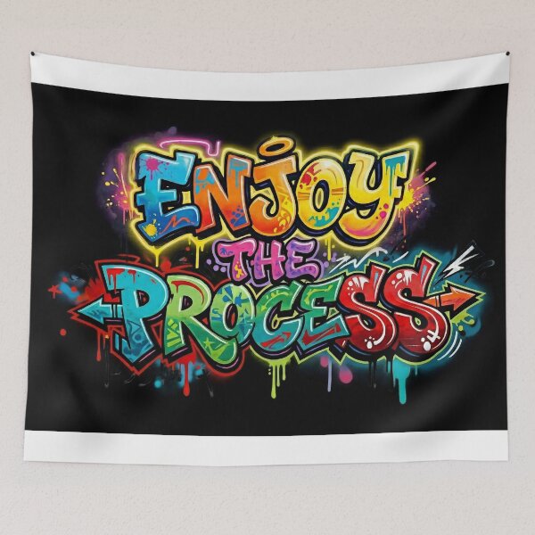 Item preview, Enjoy the Process Graffiti Art – Motivational Street Style Canvas Print designed and sold by Meteor Destroyer.