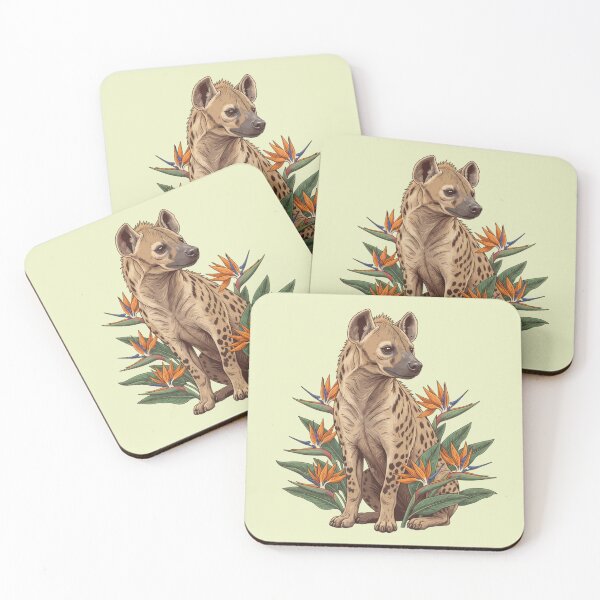 Item preview, Spotted Hyena with Bird of Paradise Blooms African Wildlife Art designed and sold by BirdsnStuff.