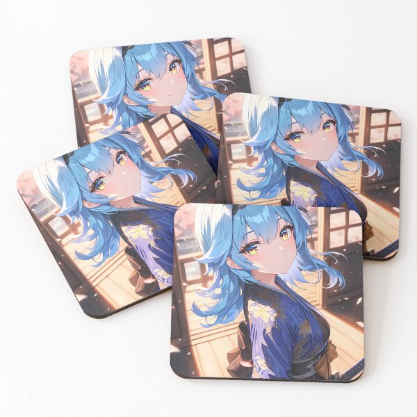 Item preview, Eula Genshin Impact Blue Kimono Cherry Blossom Glow designed and sold by TanglenRabbit.