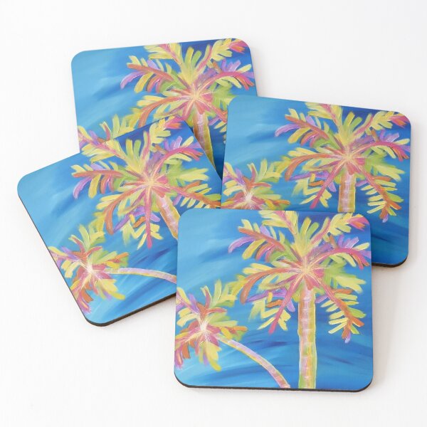 Item preview, Neon Tropical Palm Trees on Deep Blue – Vibrant Colorful Island Art designed and sold by PeridotGypsy.