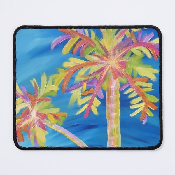 Item preview, Neon Tropical Palm Trees on Deep Blue – Vibrant Colorful Island Art designed and sold by PeridotGypsy.