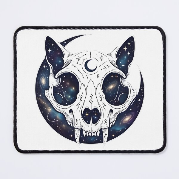 Item preview, Cat Skull Above Crescent Moon Merged With Space | Dark Kawaii Gothic Celestial Galaxy Art Design designed and sold by MyTeeSh.