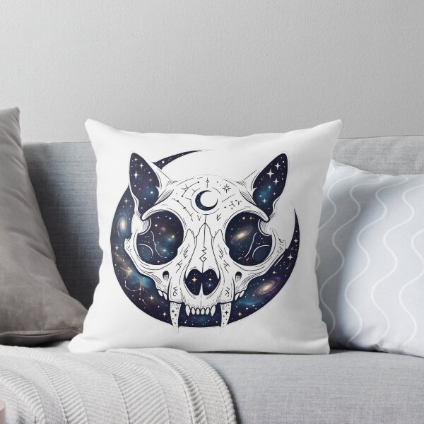 Item preview, Cat Skull Above Crescent Moon Merged With Space | Dark Kawaii Gothic Celestial Galaxy Art Design designed and sold by MyTeeSh.