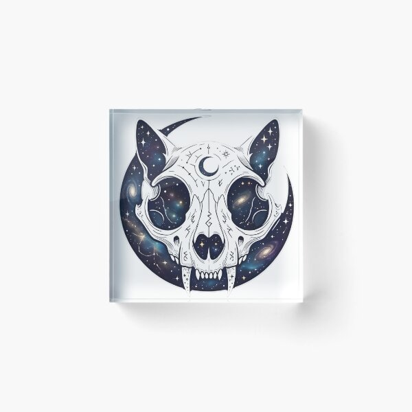 Item preview, Cat Skull Above Crescent Moon Merged With Space | Dark Kawaii Gothic Celestial Galaxy Art Design designed and sold by MyTeeSh.