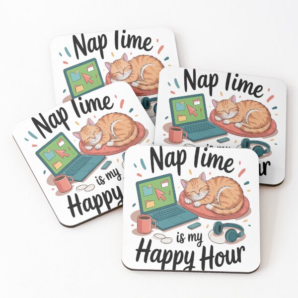 Item preview, Naptime Nap Time Is My Happy Hour Work From Home Office Cat designed and sold by CottonCandyPrin.