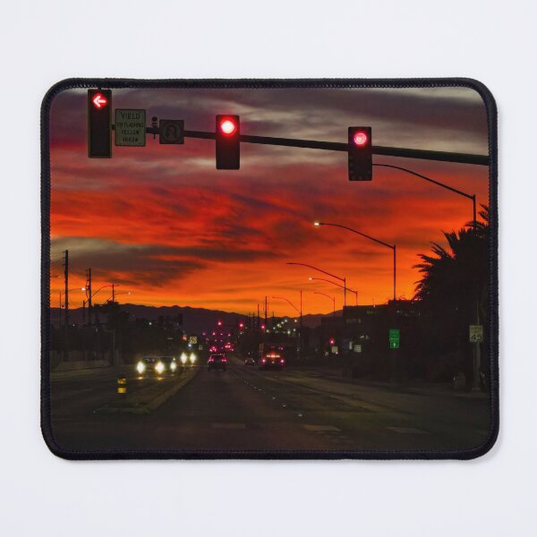 Item preview, Neon Red Sunset Over Las Vegas Street - Urban Night Sky Photography designed and sold by Triphex.