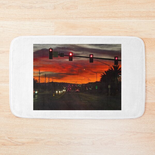 Item preview, Neon Red Sunset Over Las Vegas Street - Urban Night Sky Photography designed and sold by Triphex.