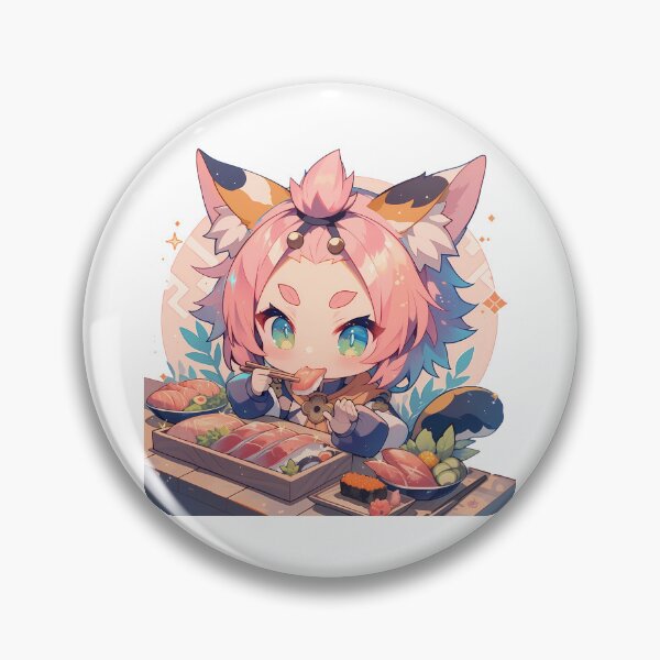 Item preview, Diona Genshin Impact Chibi Sushi Cat Ear Snack Time designed and sold by Spraykart.