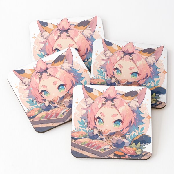 Item preview, Diona Genshin Impact Chibi Sushi Cat Ear Snack Time designed and sold by Spraykart.