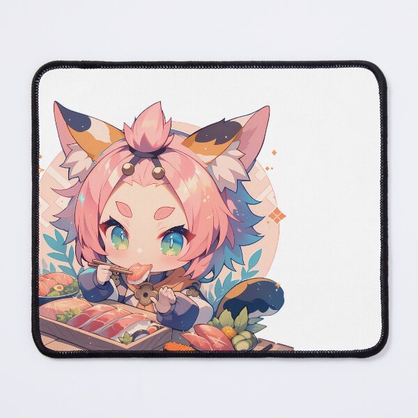 Item preview, Diona Genshin Impact Chibi Sushi Cat Ear Snack Time designed and sold by Spraykart.