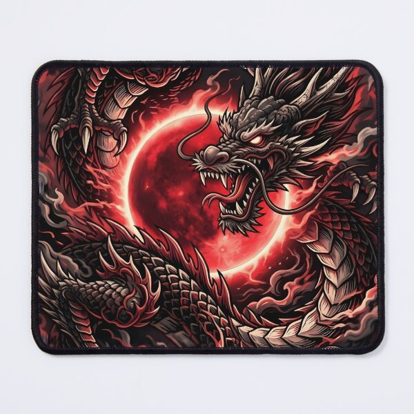 Item preview, Crimson Eclipse Japanese Dragon Graphic T-Shirt | Dark Fantasy Tattoo Streetwear Design designed and sold by Shreyansh-singh.