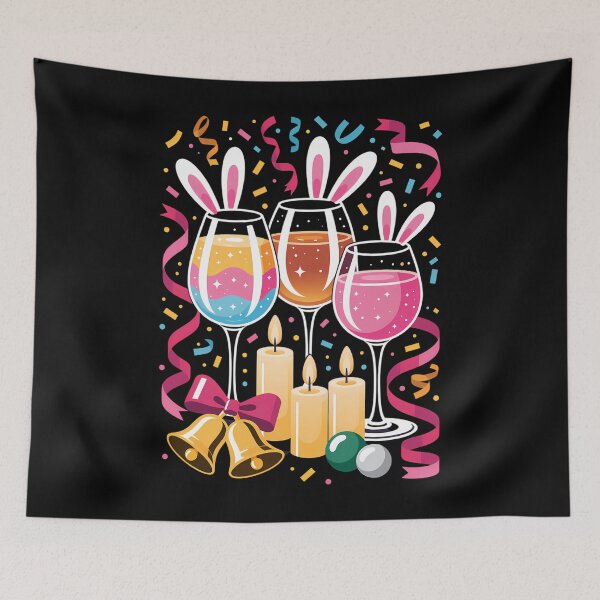 Item preview, Wine Glasses Bunny Eggs Happy Easter Day Drink Team designed and sold by PunkNation-Arts.