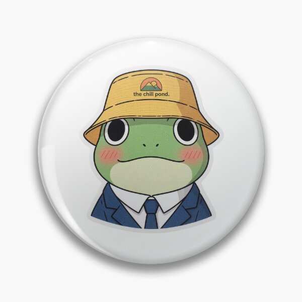Item preview, The Chill Pond Official Mascot - Kawaii Salaryman Frog in Bucket Hat designed and sold by The Chill Pond.