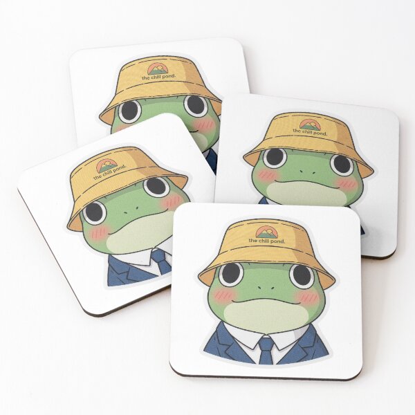Item preview, The Chill Pond Official Mascot - Kawaii Salaryman Frog in Bucket Hat designed and sold by The Chill Pond.