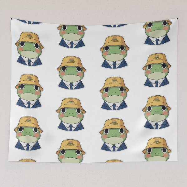Item preview, The Chill Pond Official Mascot - Kawaii Salaryman Frog in Bucket Hat designed and sold by The Chill Pond.