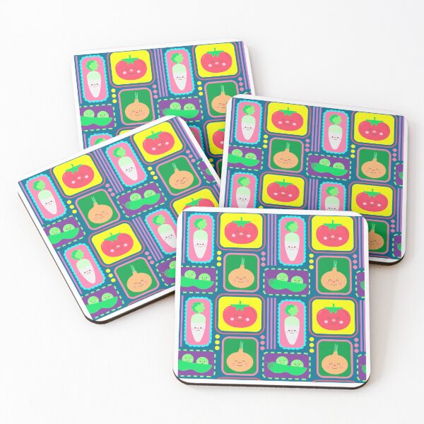 Item preview, Cute Spring Garden Vegetables with Smiling Radish Tomato Peas and Onion designed and sold by nuchz.