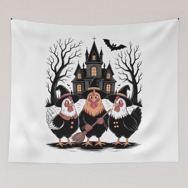 Item preview, Halloween Coquette Spooky Season Fall Halloween Chickens Witches designed and sold by HellD3vil-Art.