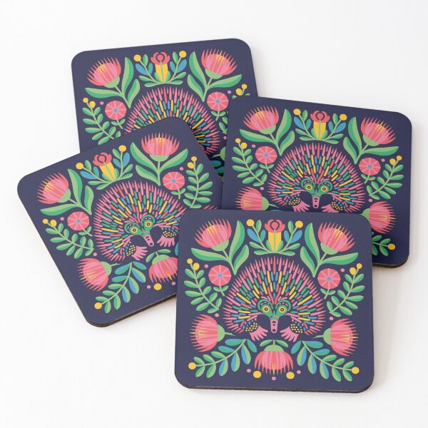 Item preview, Modern Folk Art Echidna - Australian Botanical Navy designed and sold by Wennebabs.