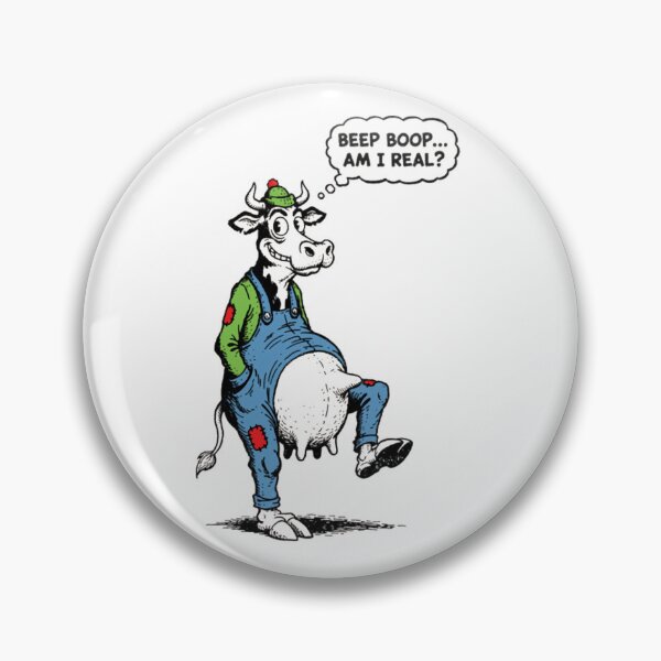 Item preview, BEEP BOOP... Am I Real Robot Cow in Overalls Questioning Reality - Existential Farm  designed and sold by im9093.
