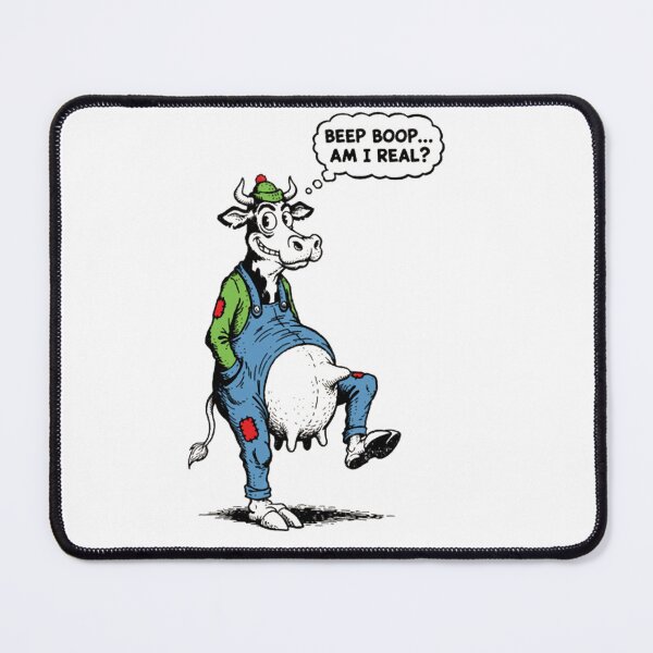 Item preview, BEEP BOOP... Am I Real Robot Cow in Overalls Questioning Reality - Existential Farm designed and sold by im9093.