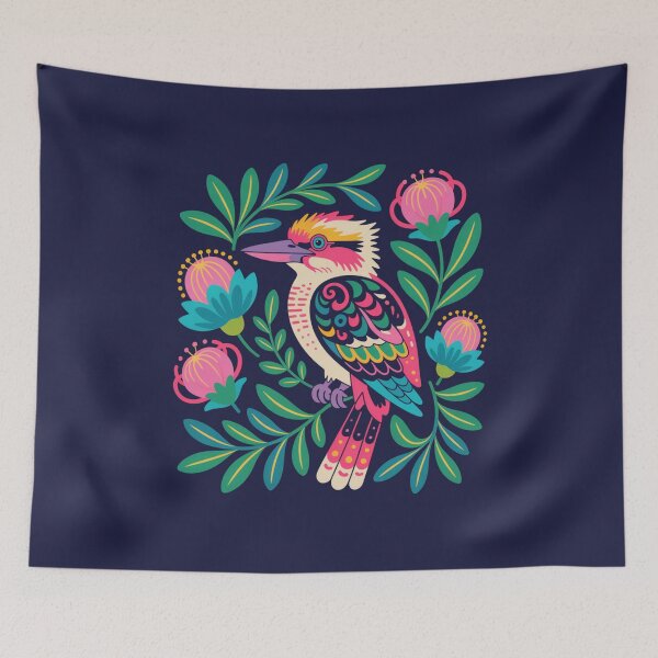Item preview, Modern Folk Art Kookaburra - Australian Wildlife Navy designed and sold by Wennebabs.