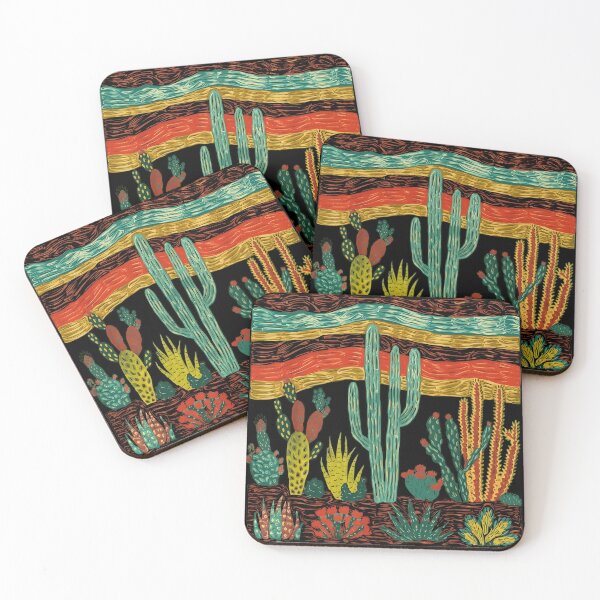 Item preview, Vibrant Desert Cactus Garden Linocut Style Art designed and sold by haitrieuic96.