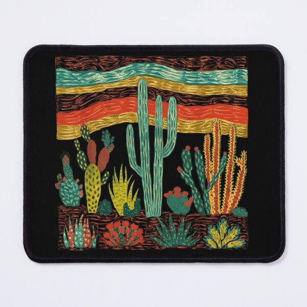 Item preview, Vibrant Desert Cactus Garden Linocut Style Art designed and sold by haitrieuic96.
