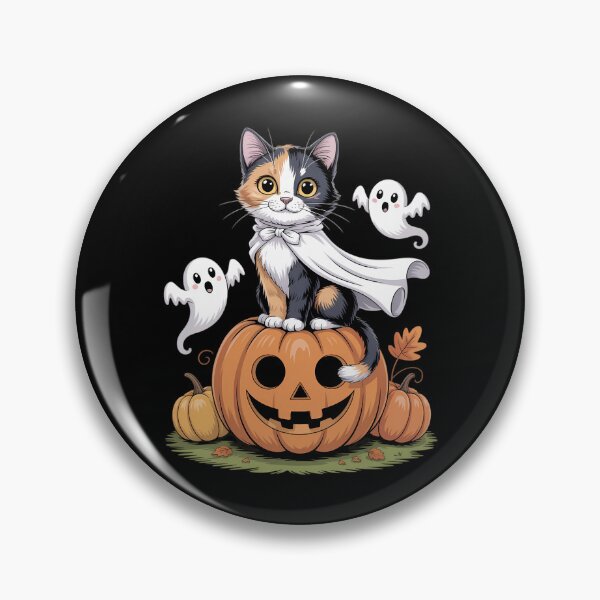 Item preview, Pumpkin Boo Ghost Calico Cat Halloween designed and sold by HellD3vil-Art.