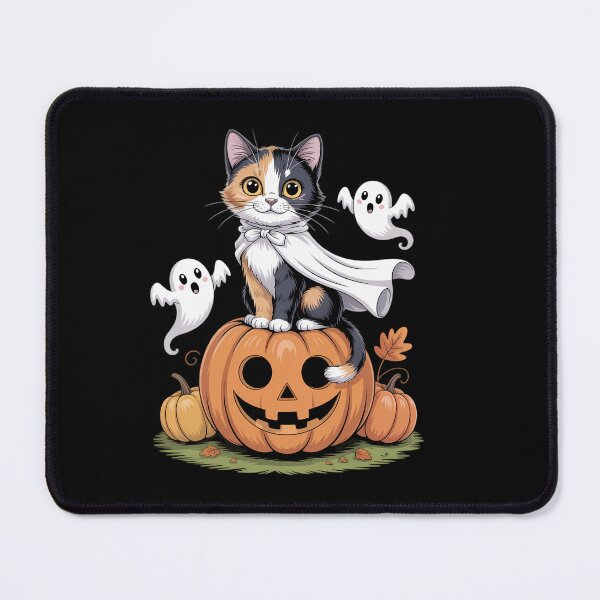 Item preview, Pumpkin Boo Ghost Calico Cat Halloween designed and sold by HellD3vil-Art.