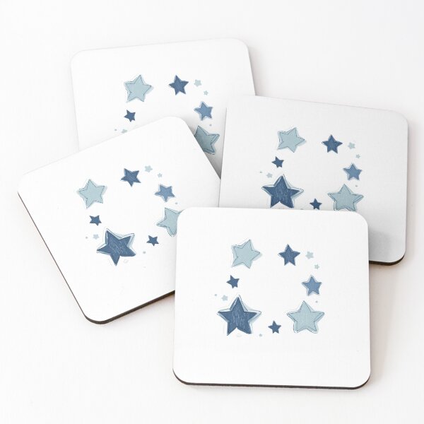 Item preview, Soft Blue Star Sticker Set on Black | Cute Hand Drawn Minimal Aesthetic Stars designed and sold by trendplusco.