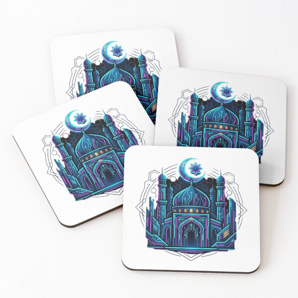 Item preview, HQ Cyberpunk Ruins: Eid Mubarak Glow designed and sold by ABArtByAlexST.