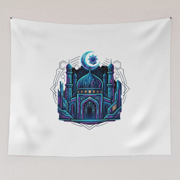 Item preview, HQ Cyberpunk Ruins: Eid Mubarak Glow designed and sold by ABArtByAlexST.
