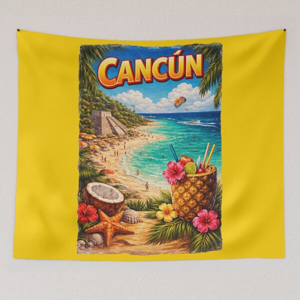 Item preview, Cancún Mexico Vintage Travel Poster – Tropical Beach Paradise Art designed and sold by TownWish.