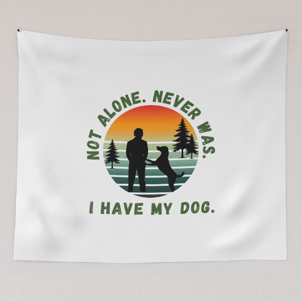 Item preview, Not Alone Never Was I Have My Dog Emotional Dog Lover Sunset Silhouette T-Shirt designed and sold by disha-prints.