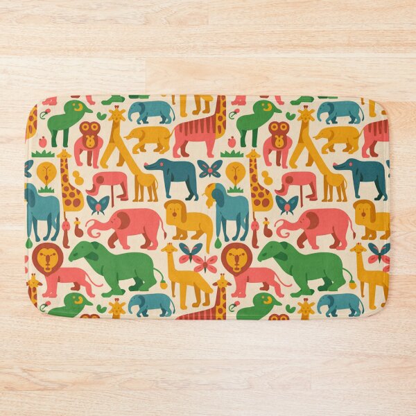 Item preview, Colorful Safari Animals Seamless Pattern | Lion Elephant Giraffe Zebra Kids Bright designed and sold by Midnight Veil Designs.