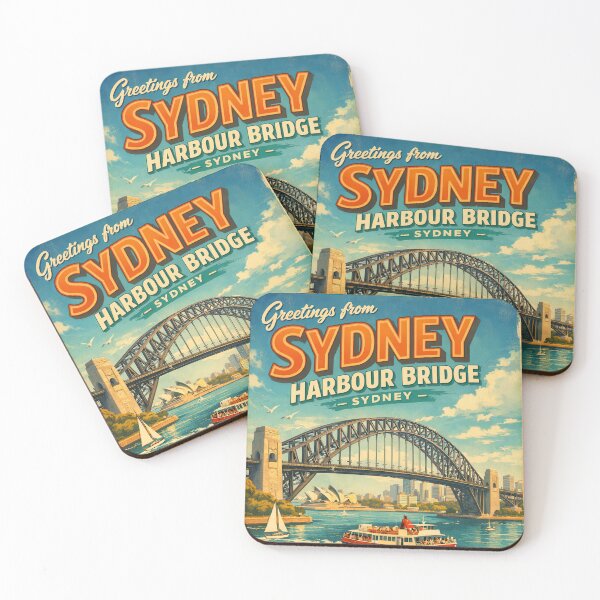 Item preview, Vintage travel poster Sydney Harbour Bridge – Retro Australia skyline poster designed and sold by Earth Celebration Designs.