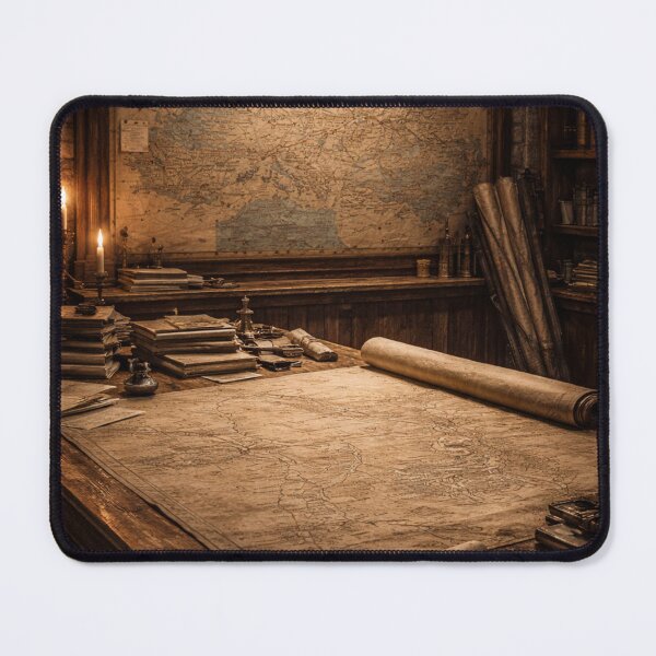 Item preview, Medieval Strategy Room Wall Art | Kingdom Map Study Interior | Dark Academia Map & Planning Table Print designed and sold by Element Horizon Studio.